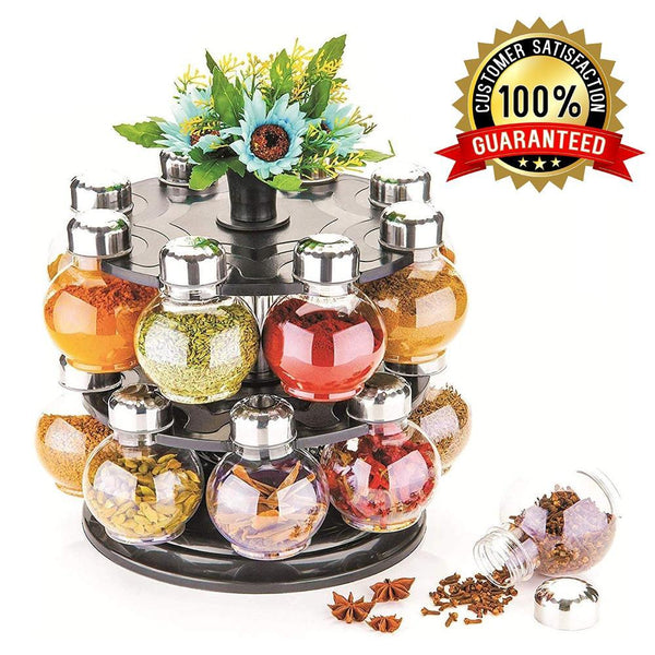 16-Piece Rotating Spice Rack - Multipurpose Space-Saving Organizer