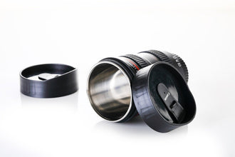 Camera Lens Coffee Mug Flask with Lid – Unique Photography-Inspired Travel Mug