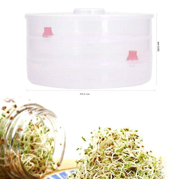 Plastic 3-Compartment Sprout Maker (White) for Healthy Sprouting