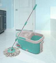 8703 Spin Mop With Bigger Wheels And Plastic Auto Fold Handle For 360 Degree Cleaning