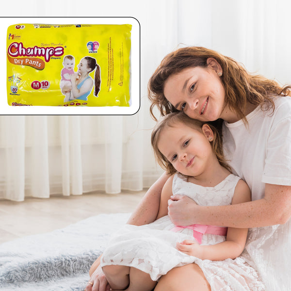 Champs Soft and Dry Baby Diaper Pants (Medium, 10 Pcs) - Best for Travel and Absorption