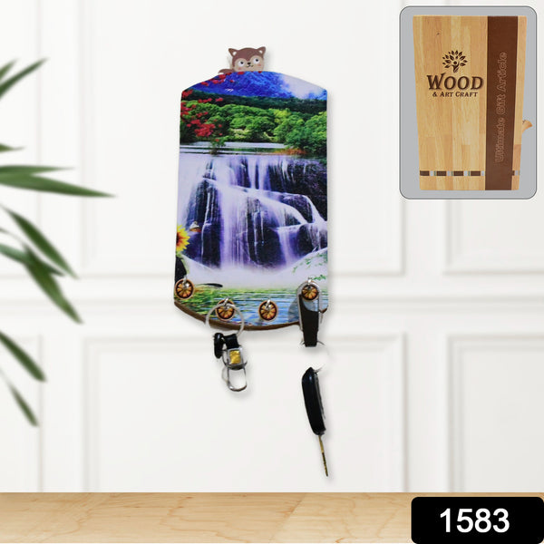 Decorative Wooden Vertical Scenery with Hooks for Wall Hanging – Stylish Wall Décor for Home or Office