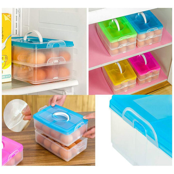 Double Layer 24-Grid Egg Storage Box - Egg Container