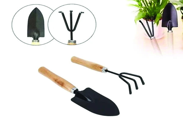 Hand Cultivator, Trowel, and Garden Fork Set – Compact Gardening Tools (Set of 3)