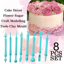 Fondant Cake Decor Flower Sugar Craft Tools – 8-Piece Clay Mould Set