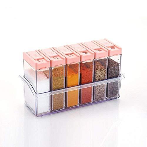 Plastic Spice Jars – Set of 6 (14x22x8 cm, Multicolor)