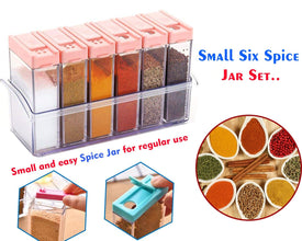 Plastic Spice Jars – Set of 6 (14x22x8 cm, Multicolor)