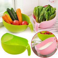 Thick Rice Bowl Drain Basket with Handle – Convenient Kitchen Strainer for Washing Rice and Other Grains