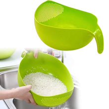 Thick Rice Bowl Drain Basket with Handle – Convenient Kitchen Strainer for Washing Rice and Other Grains