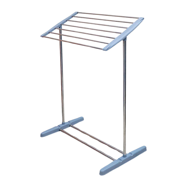 Multi-Functional Single Tier Mobile Towel Rack – Foldable Stainless Steel & Plastic Cloth Dryer Stand for Indoor & Outdoor Use