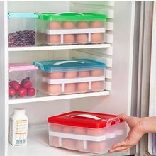 5725 2layer 32 Grid Egg Tray With Lid Egg Carrier Holder For Refrigerator Camping Food Storage Container With Handle (1 Pc )