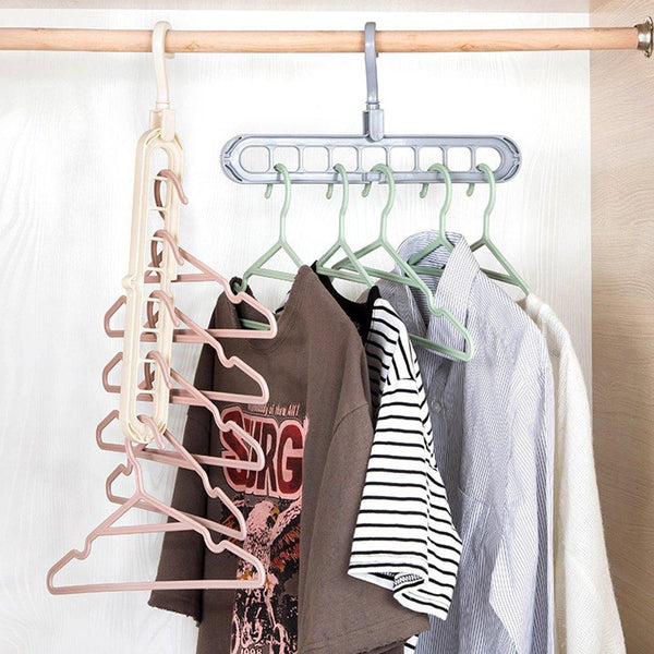 9-Hole Plastic Hanger – Indoor Wardrobe Clothes Organizer & Suit Rack