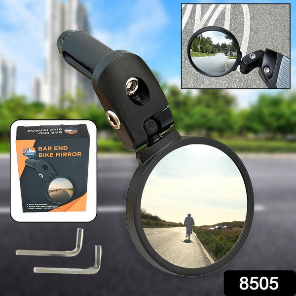 Bar End Bike Mirror – 360° Rotatable & Foldable Rearview Safety Mirror (1pc)