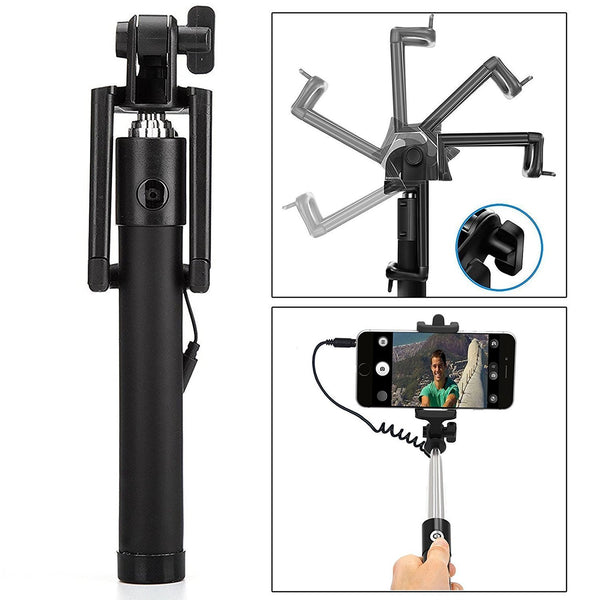 Selfie Stick with Aux Wire – Compatible with All Smartphones