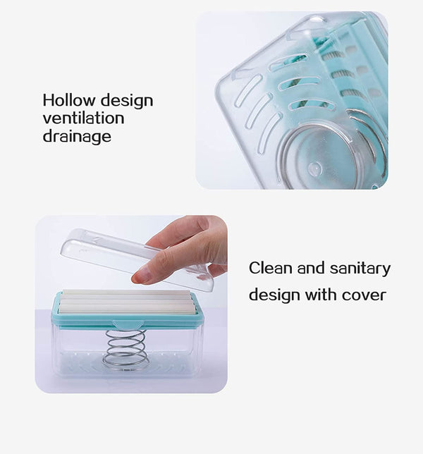 2-in-1 Portable Soap Roller Dish – Soap dispenser and holder with drain holes, perfect for home and bathroom use.