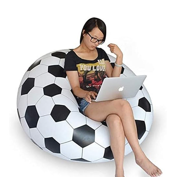 Football Sofa Cartoon Style – Inflatable Soccer Ball Chair for Kids and Adults, Folding Sofa (110cm x 80cm)