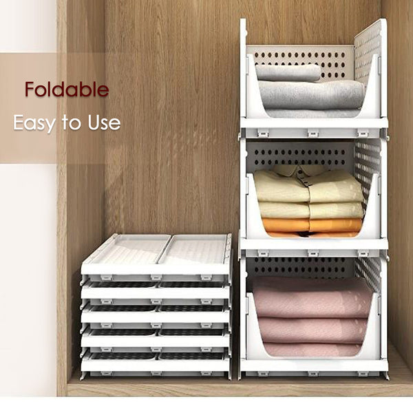 3-Layer Clothes Organizer – Foldable, Stackable Plastic Drawer for Wardrobe and Closet Storage