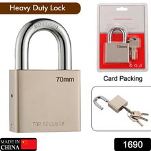 Heavy Steel Premium Square Padlock 70mm with 4 Keys – Multipurpose Hardened Shackle Padlock for Door, Gate, and Shutter