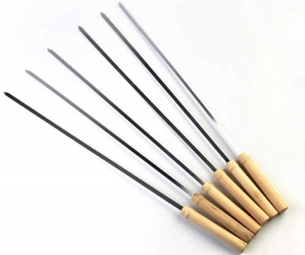 Barbecue Skewers with Wooden Handle – Set of 12 for BBQ, Tandoor & Grill