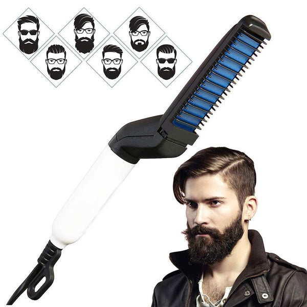 Men's Beard and Hair Curling Straightener – Modeling Comb for Styling