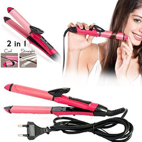 2 In 1 Hair Straightener And Curler Machine For Women Curl Straight Hair Iron