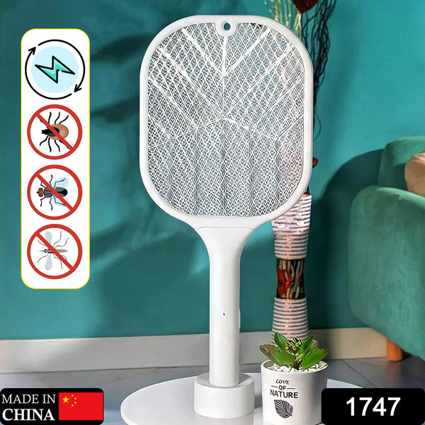 Rechargeable Mosquito Killer Racket with UV Light Lamp and USB Charging Base - Electric Fly Swatter Insect Zapper