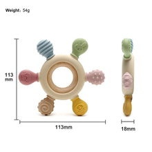 Baby Silicone & Wooden Teething Toy Ring | BPA-Free Grasping Teether for Infants (0–12 Months) Top Trendy Essentials