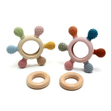 Baby Silicone & Wooden Teething Toy Ring | BPA-Free Grasping Teether for Infants (0–12 Months) Top Trendy Essentials