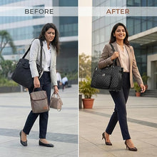 2-in-1 Tote Bag with Matching Pouch | Large Capacity Faux Leather Work & Lunch Shoulder Bag Top Trendy Essentials
