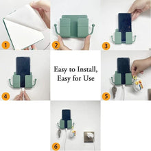 Wall-mounted Mobile Charging Holder With Dual Hooks (1 Pc) Wukusy