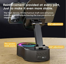5-in-1 Wireless Induction Bluetooth Speaker Stand | Foldable Phone Holder, Power Bank & RGB Ambient Light (Black) Top Trendy Essentials