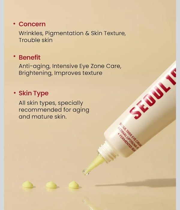 SEOUL 1988 Eye Cream K with Retinal Liposome 4% & Fermented Bean | Anti-Aging & Brightening (30ml) Top Trendy Essentials