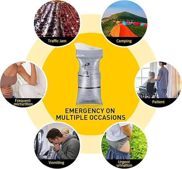 Disposable Emergency Urinal Bags (Pack of 4) | Portable Leak-Proof Pee & Vomit Bags for Travel & Camping Top Trendy Essentials