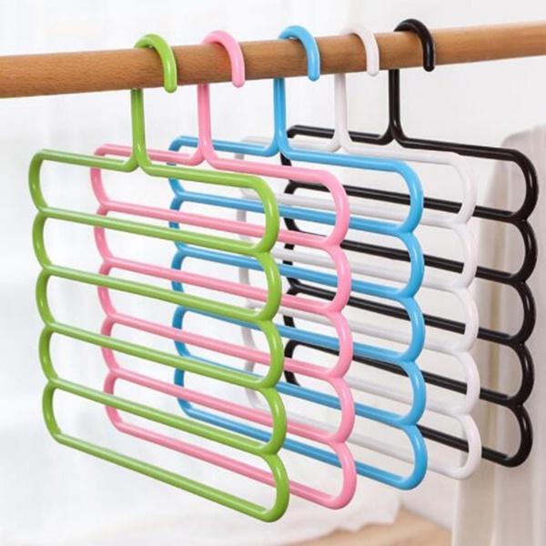 587 5 In 1 Multipurpose Plastic Hanger Assorted (5-layer)