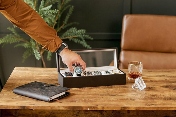 Wood Watch Box Organizer with Glass Display