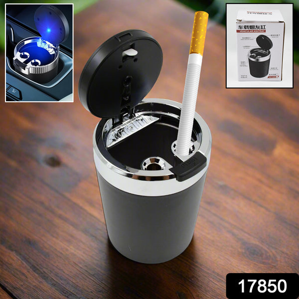 Portable Car Ashtray With Lid And Blue Led Light (1 Pc)