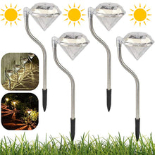 9220 Diamond Shaped Solar Powered Stake Lights Waterproof Outdoor Solar Power Lawn Lamps Led Spot Light Garden Pathway Stainless Steel Solar Landscape Lighting (4 Pcs Set)