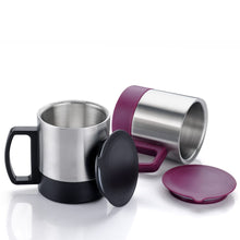 Stainless Steel Coffee Tea Cup - Insulated Double Wall with Lid and Handle for Hot Beverages (1 Pc)