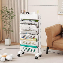 Movable Bookshelf Large Capacity Rotatable Plastic Rolling Organization Shelf  Rack Wukusy