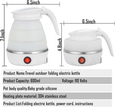 Silicone Foldable Electric Water Kettle - Collapsible, Compact Design for Camping and Travel Use Wukusy