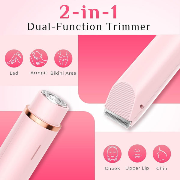 2-in-1 Electric Bikini Trimmer for Women | Waterproof Dual Head Painless Hair Shaver (Pink) Top Trendy Essentials