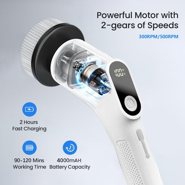 9-in-1 Electric Spin Scrubber | Cordless Rechargeable Floor & Tile Cleaner Wukusy