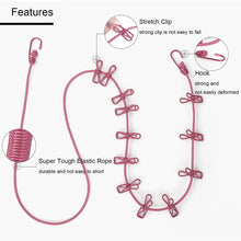 Elastic Clothesline with 12 Clips & Metal Hooks - BUY 1 GET 1 FREE Wukusy