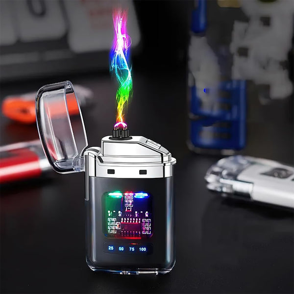 Transparent Dual Arc Plasma Lighter | USB Rechargeable Windproof Electric Lighter Top Trendy Essentials