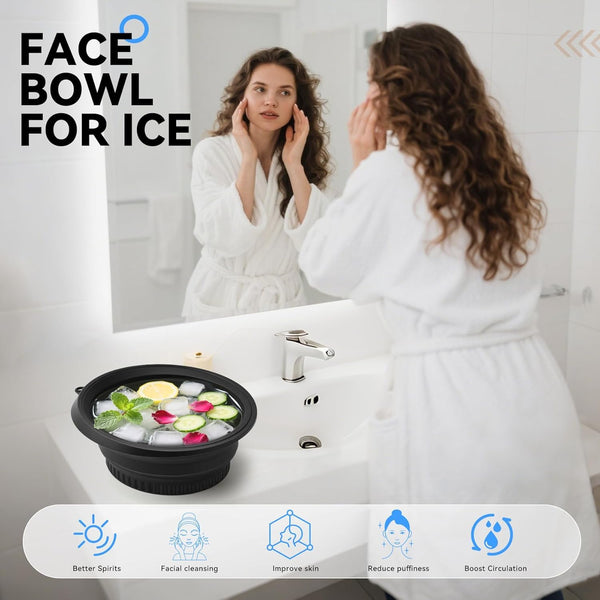 Foldable Silicone Face Ice Bowl with Built-In Ice Tray | Portable Ice Facial Bath Top Trendy Essentials