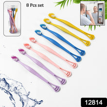 2-in-1 Toothbrush with Tongue Scraper – Soft Bristles, Long Handle (8 Pcs)