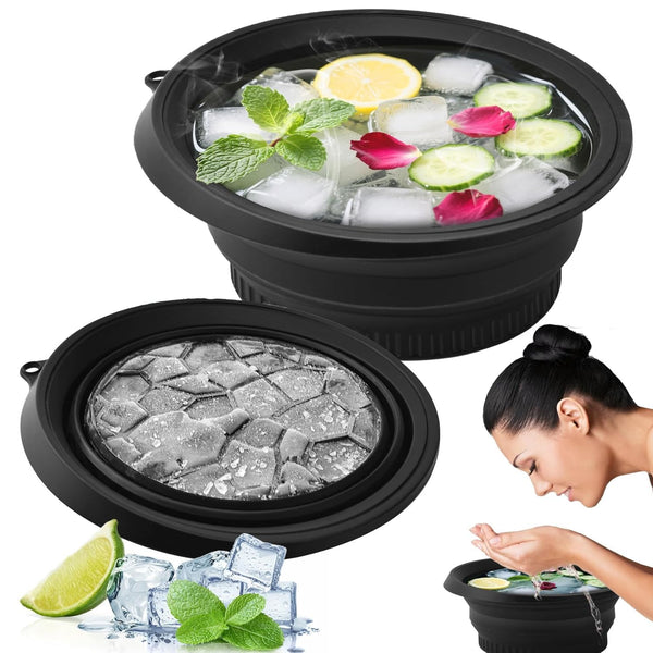 Foldable Silicone Face Ice Bowl with Built-In Ice Tray | Portable Ice Facial Bath Top Trendy Essentials