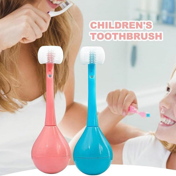 3-Sided Toddler Toothbrush with Silicone Head – Soft Bristle Training Brush for Kids (1 Pc)