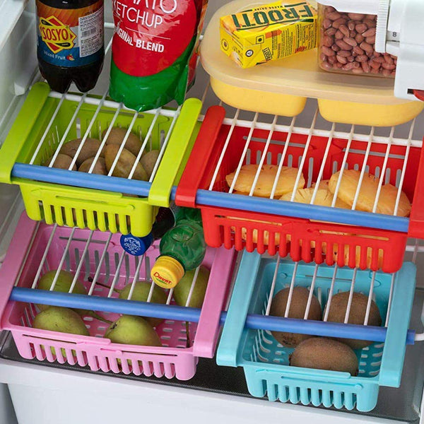 Virgin Freeze Storage Tray - Unbreakable, Adjustable, Multi-Color with Extra Storage (Pack of 4)