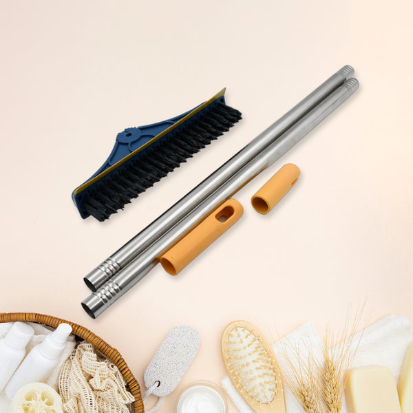 2 In 1 Cleaning Brush Long Handle Floor Brush Rotatable Cleaning Brush For Bathroom Kitchen 120 Degree Triangular Rotating Brush Head With Wiper